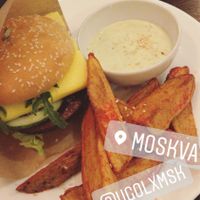 Burger and wrap at Ugol in Moscow