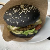  The lentil burger with extra (vegan) cheese at Ugol in Moscow