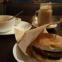 Burger with smoked tofu at Ugol in Moscow