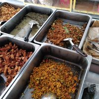 Buffet selection at Ranahat Je Vegan Restaurant in Ayutthaya