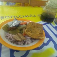 Plate from the buffet at Ranahat Je Vegan Restaurant in Ayutthaya