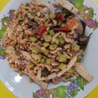 groente, rijst, vleesvervanger at Ranahat Je Vegan Restaurant in Ayutthaya