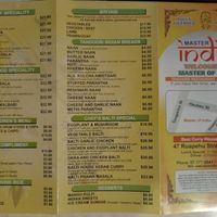Menu (1 of 2) at Master of India in Taupo