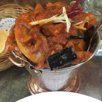 Tomato curry with mushrooms and eggplants  at Master of India in Taupo