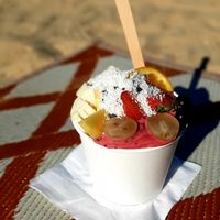 Pink Flamingo Smoothie Bowl at Le Mango Tree in Soorts-hossegor