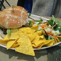 Thai burger with house salad dressing at Graze in Antibes