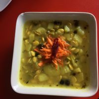 This beautiful bean soup was absolutely delicious 😋  at Apu Organic Nativo in Pisac