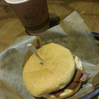 This is a bacon roll and was blooming amazing- i got it with ketchup (and regular oat latte) at Earth Restaurant & Takeaway in Petersfield