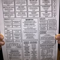 Full menu  at Earth Restaurant & Takeaway in Petersfield