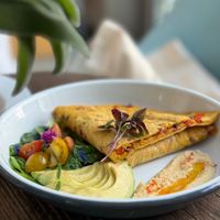 chickpea omelette (GF) at Plant Cafe in Hamala