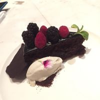 Chocolate Cake with ice cream at Plant Cafe in Hamala