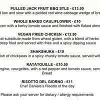 Vegan menu at Source in York