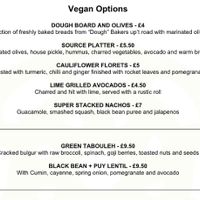Vegan menu at Source in York