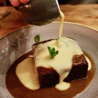 Sticky toffee pudding with custard at Source in York