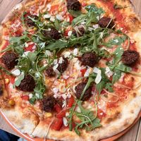 Vegan meat ball pizza  at Sa Cova in Mallorca