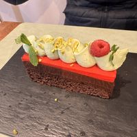 Double Chocolate with Raspberry and Pistachioo  at Sa Cova in Mallorca