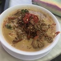 Vegan chicken laksa (it’s spicy)  at The Fish Shack in Canberra