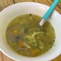 Sopa de legumes muito bem temperada !  at Lupito Cocina Vegana in La Paz