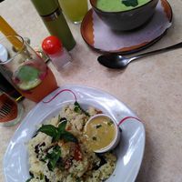 Vegan couscous salad and green curry soup at Casa Vita in Wernigerode