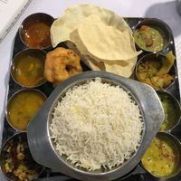 South Indian Thali - vegan (without dessert) at Saravanaa Bhavan in Paris