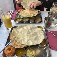 All vegan meal. Soooo delicious and is a lot of food. at Saravanaa Bhavan in Paris