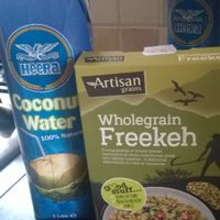 Freekeh and coconut water  at The Grocery in Newcastle Upon Tyne