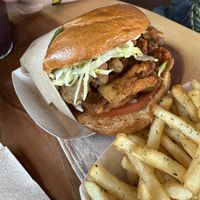 Oyster mushroom “chick’n” burger   at Word of Mouth - Food Truck in Los Angeles