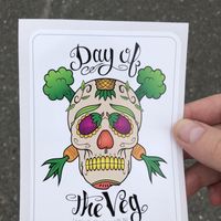 They hand out free vegangelist stickers!! 💚🥬🥦 at Living on the Veg in Beach Haven