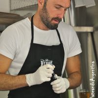 Nico the chef at The Veggie Burger Club Food Truck in Buenos Aires
