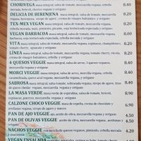 Carta de pizzas veganas at Pizzeria Altabix in Elche