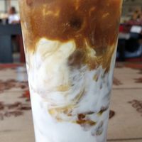 Iced latte w coconut milk at The Chill in Trat