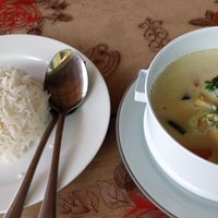 Tofu green curry w steamed rice at The Chill in Trat