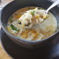 Green curry soup with rice  at The Chill in Trat
