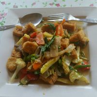 Tofu pad grapow - delicious!!! at The Chill in Trat