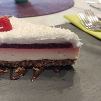 Raspberry coconut cake at Sorrir in Wroclaw