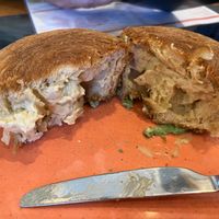 Interior of pistachio croll filling with pistachio cream. Mmmmm. 😋  at Arapina in South East London