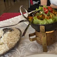 Chickpea with vegetables and white rice  at Delhi Darbar in Caldas Da Rainha