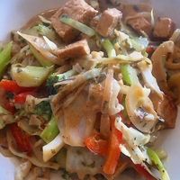 Tempeh and Stir Fry Veggies in Almond Sauce at Good Choice Kitchen in Ossining
