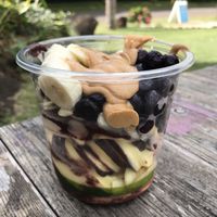 Vegan Pakala bowl with half Dole whip at Little Fish Coffee in Koloa