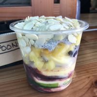Vegan Sunrise bowl with half Dole whip at Little Fish Coffee in Koloa