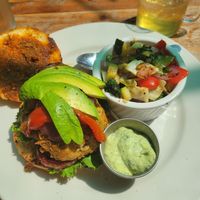Fried portobello sando with sundried tomato spread and basil aoli. Vegan, baby. at The Westside Local in Kansas City