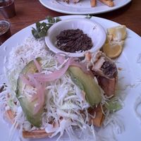 Vegan cauliflower tacos - served with beans and rice  at The Westside Local in Kansas City