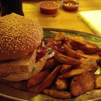 Tofu Burger and country wedges.  at KreuzBurger - Rosenthaler in Berlin