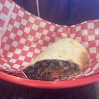 Already through half of the bean burrito  at The Hearty Hooligan in Hamilton