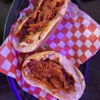 Jumbo Deluxe Pizza Pocket with gar-park dip - yum  at The Hearty Hooligan in Hamilton