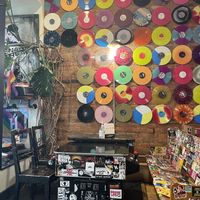 Record wall #Veganuary at The Hearty Hooligan in Hamilton