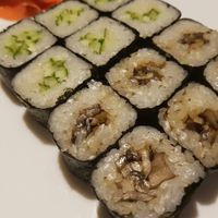 Shiitaki sushi and cucumber sushi. at ProSushi in Tver