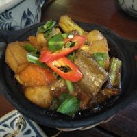 Tofu, mushroom and okra.  at Here & Now - Phu Nhuan in Ho Chi Minh City