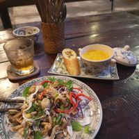 Mushroom salad and pumpkin soup at Here & Now - Phu Nhuan in Ho Chi Minh City