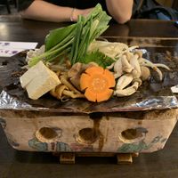 Miso leaf with veg! This also comes with sides like rice and pickles   at Suzuya in Takayama